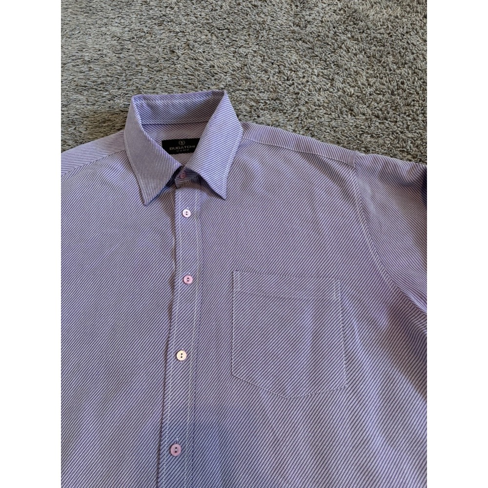 BUGATCHI Polo Shirt Long Sleeve Casual Colorful Button Down Mens L EUC Large
